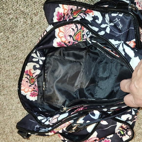 Franco Sarto Black and Pink Floral Shoulder Bag - Picture 10 of 14